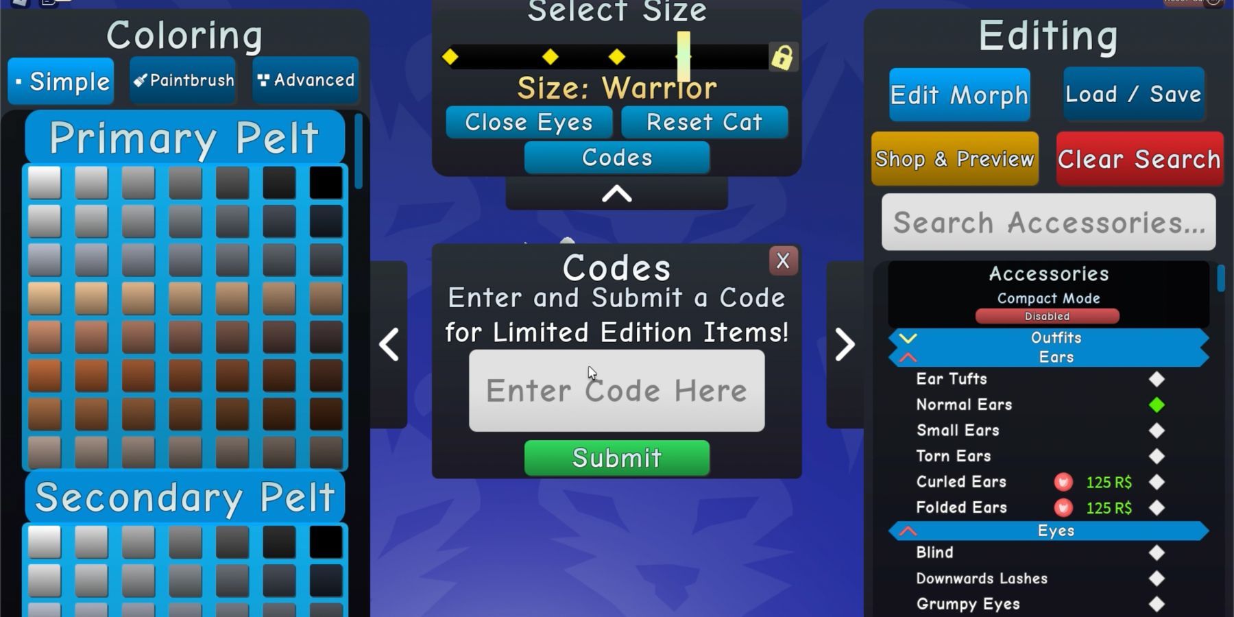 Image: Code Redemption Menu