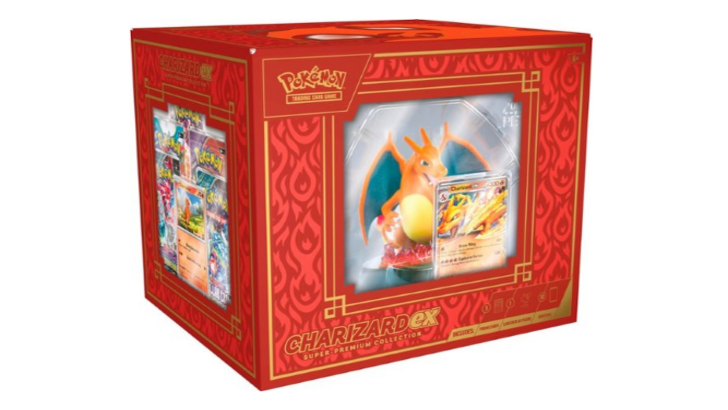 Estátua de Pokémon TCG Charizard usada para exibir seu cartão favorito disponível para pré-encomenda