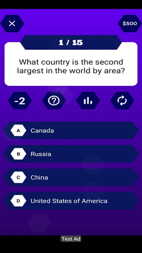 Millionaire Game - Trivia Quiz captura de pantalla 