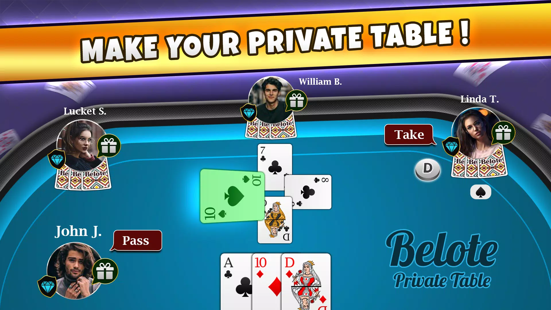 Belote Coinche Online game screenshot 2