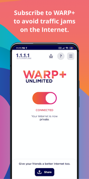 1.1.1.1 WARP: Safer Internet ဖန်သားပြင်ဓာတ်ပုံ 3