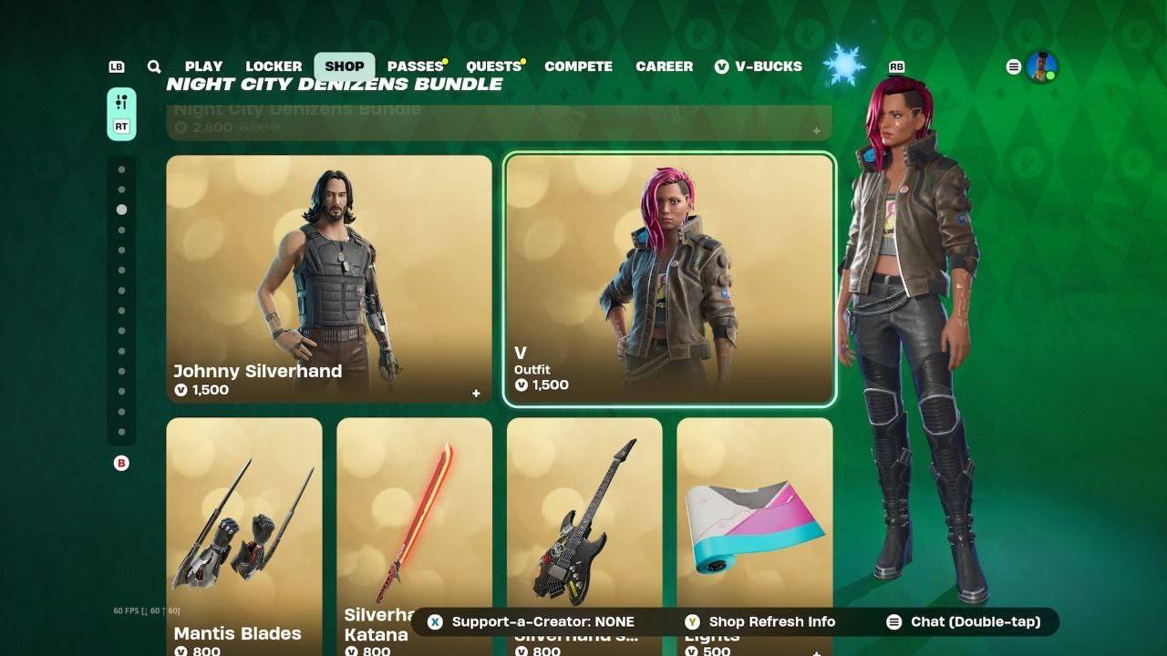 Cyberpunk 2077 Fortnite Collaboration: No Male V