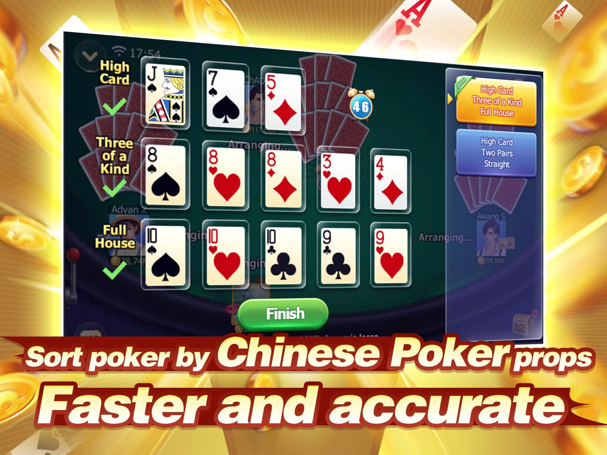 Capsa susun (Capsun) - Chinese Poker ဖန်သားပြင်ဓာတ်ပုံ 2