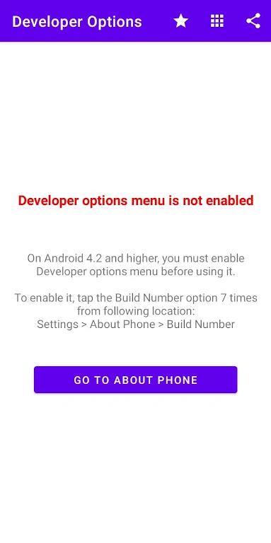 Developer Options ekran görüntüsü 2