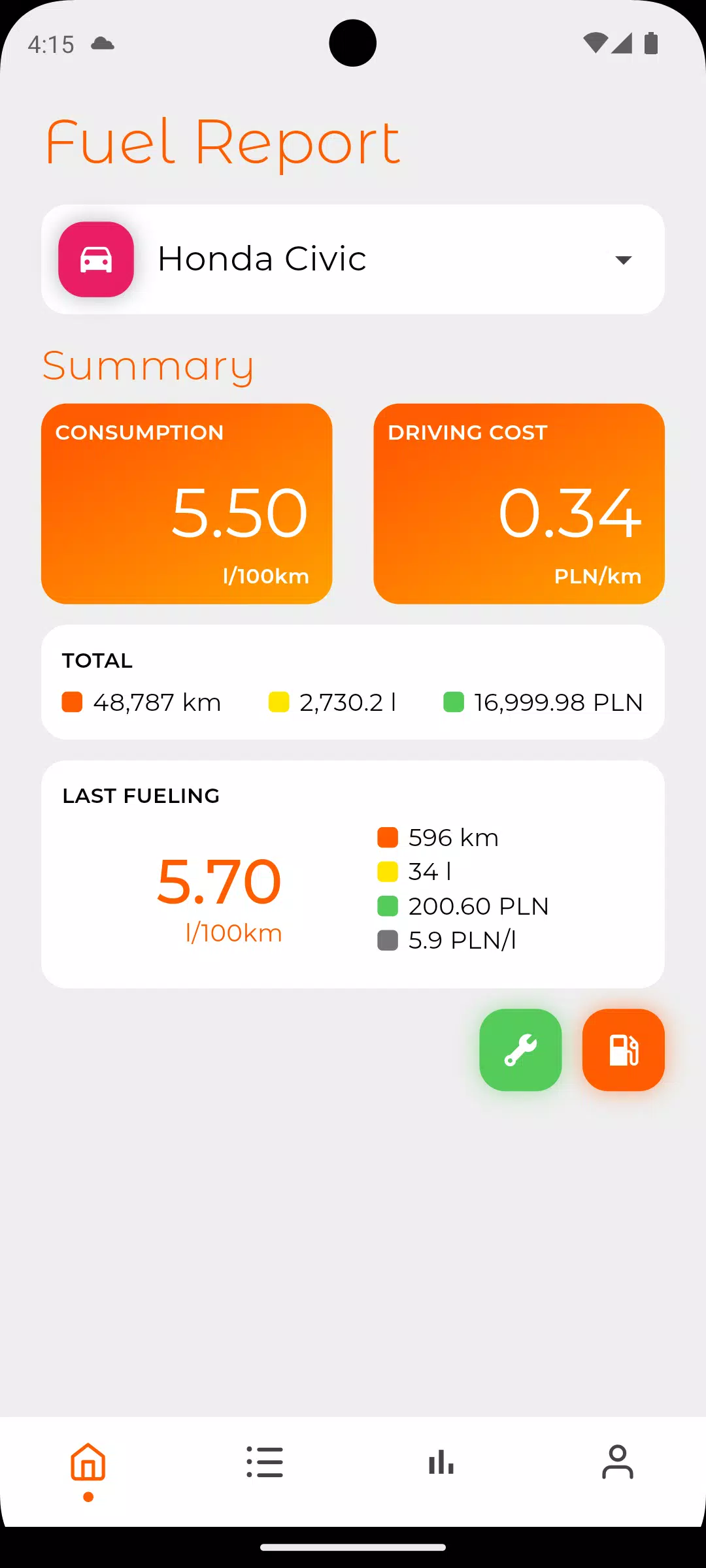 Fuel Log captura de pantalla 