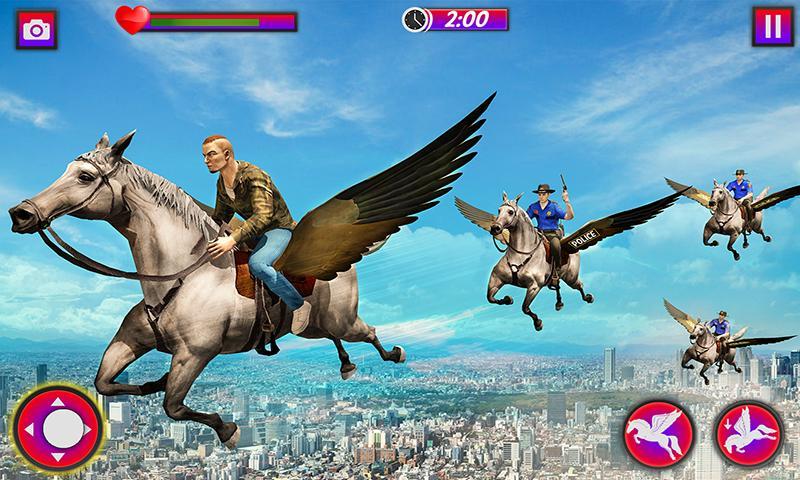 Flying Horse Police Chase Sim captura de pantalla 