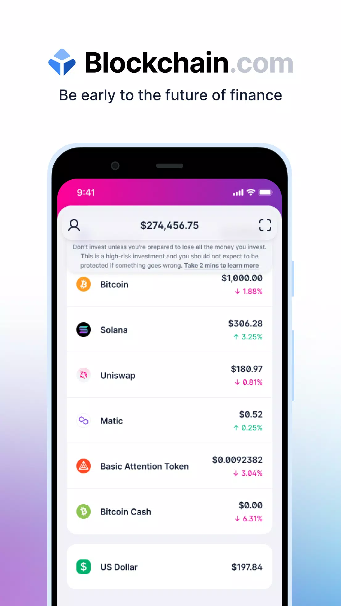 Screenshot Blockchain.com: Crypto Wallet 1