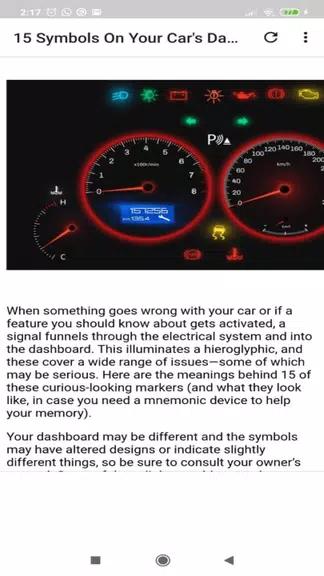 Car dashboard symbols captura de pantalla 