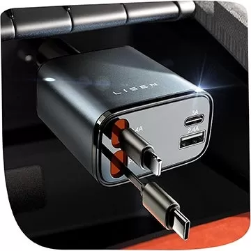 Carregador de carro Lisen com cabos USB retráteis abaixo de US $ 15