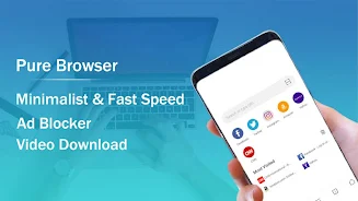 Pure Web Browser-Ad Blocker ဖန်သားပြင်ဓာတ်ပုံ 1