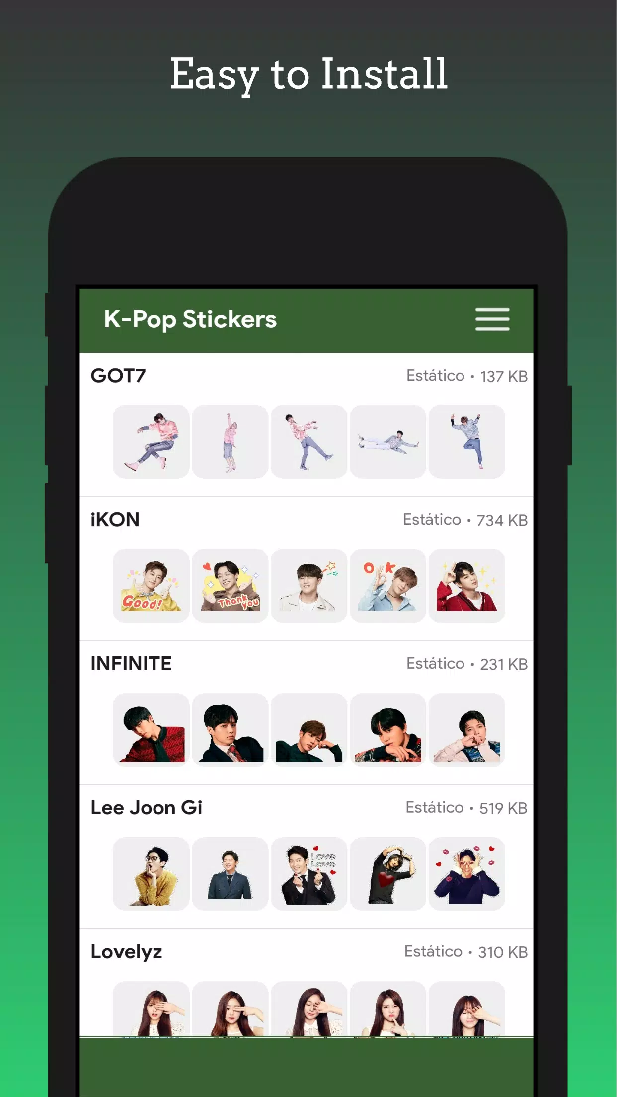 Stickers - KPop Korean BT24应用截图第3张