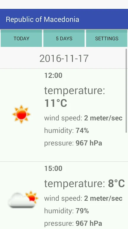 Republic of Macedonia Weather экрана 1
