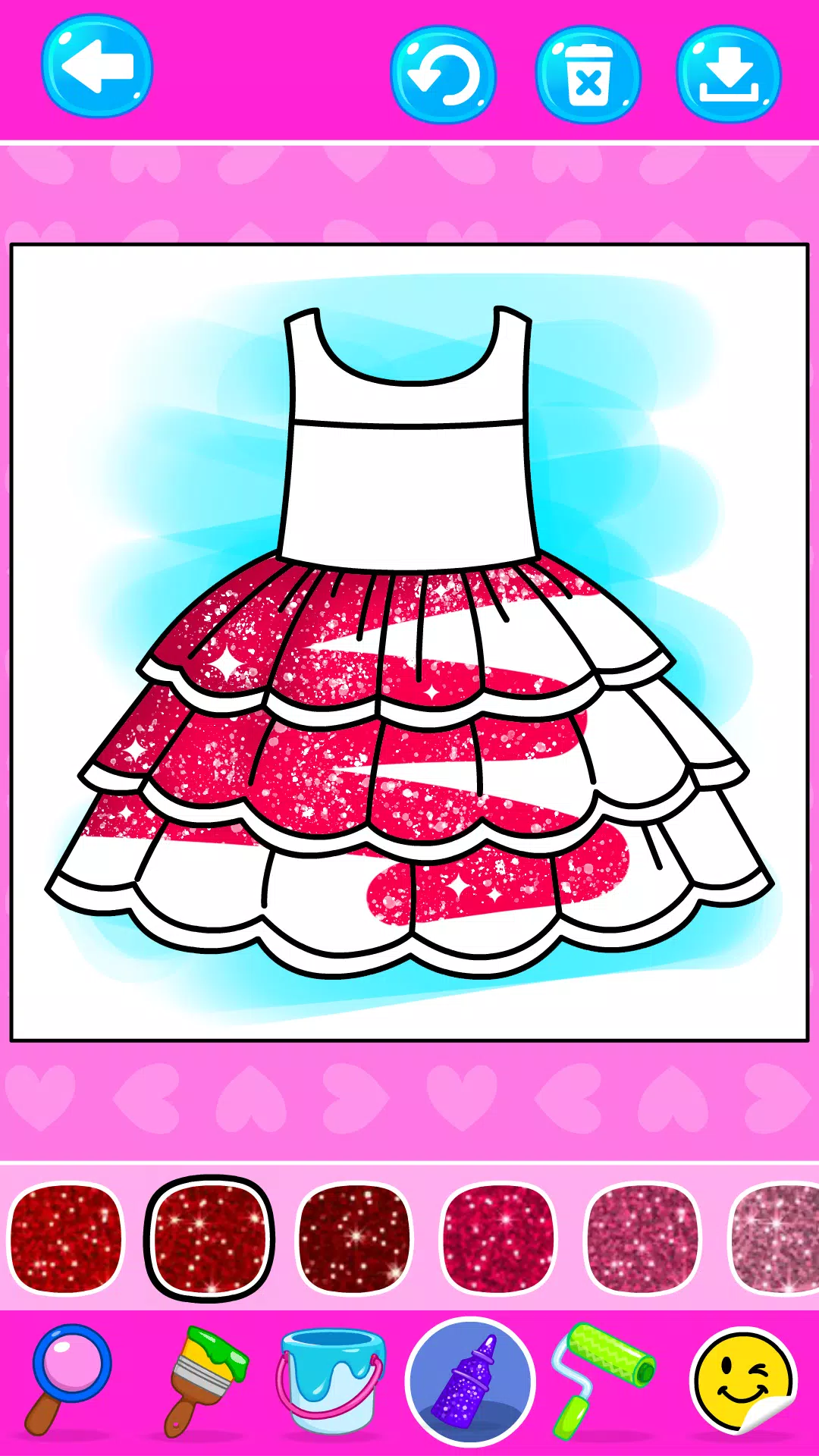 Girls Glitter Dress Coloring ekran görüntüsü 2