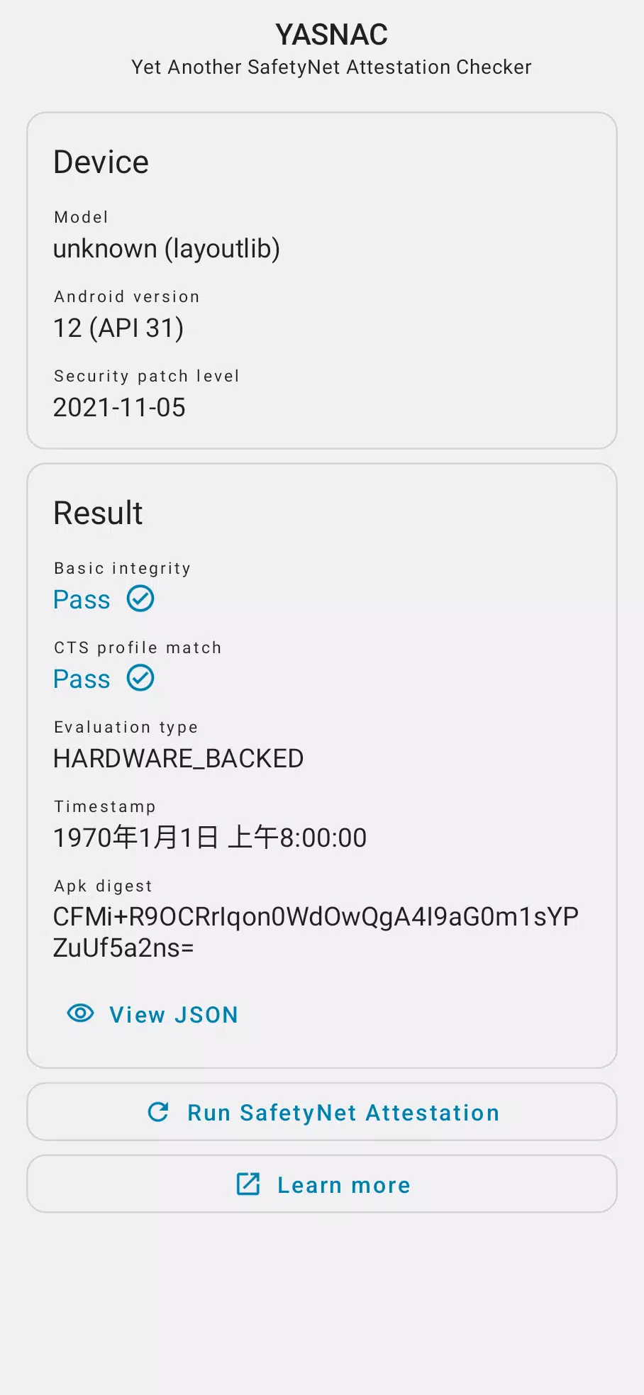 YASNAC - SafetyNet Checker screenshot 1