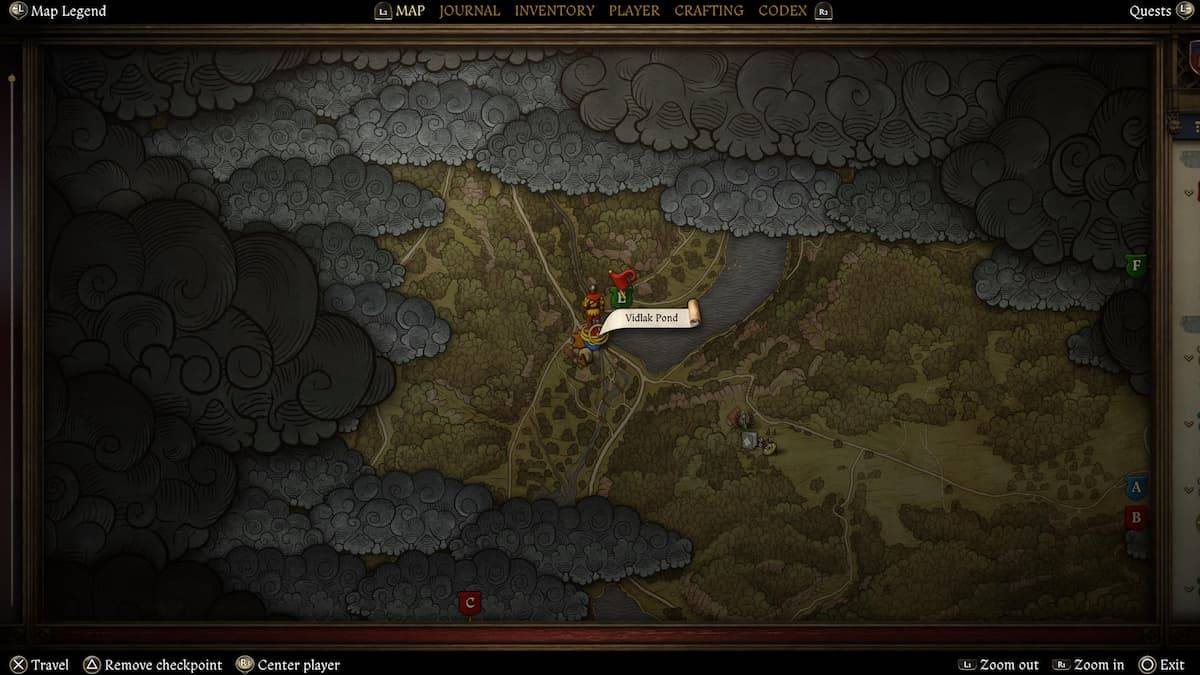 Image: A screenshot showing a farmhouse near Vidlak Pond.