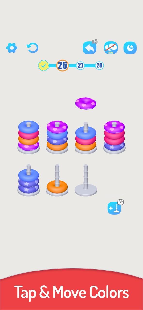 3D Color Sort Hoop Stack captura de pantalla 