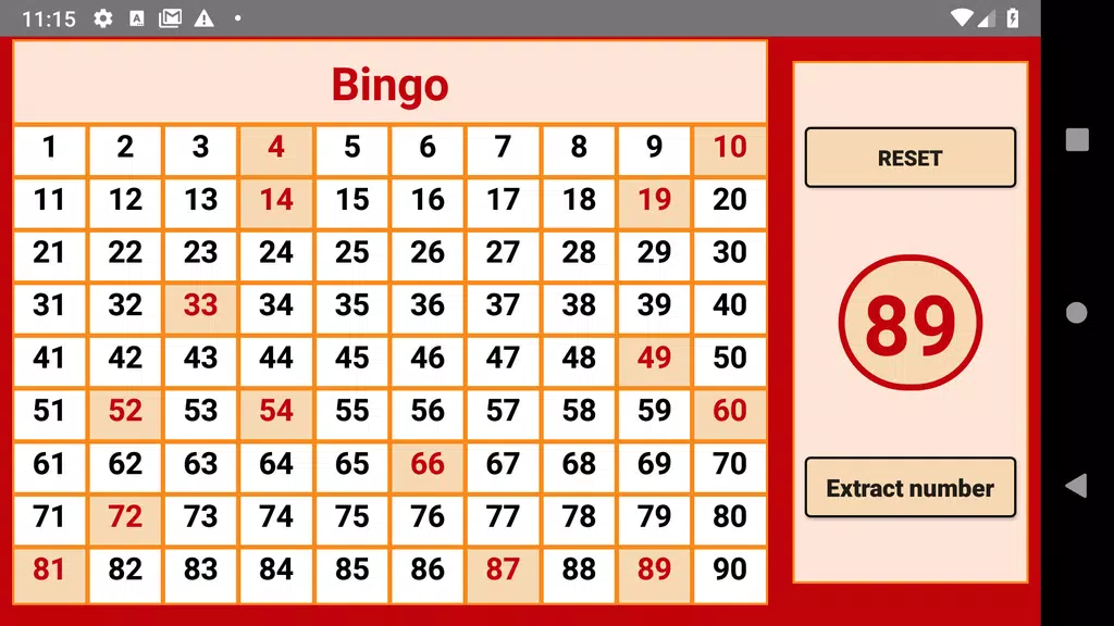 Bingo - numbers extractor - 90 numbers zrzut ekranu 2