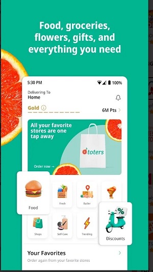 Toters: Food Delivery & More ဖန်သားပြင်ဓာတ်ပုံ 1