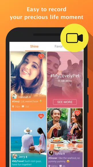 Shine -Selfie,Video,Meet экрана 3