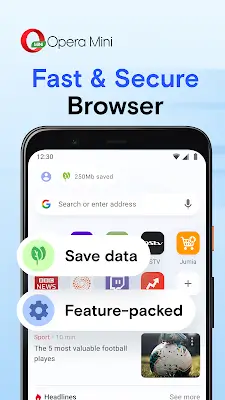 Opera Mini: Fast Web Browser ဖန်သားပြင်ဓာတ်ပုံ 1