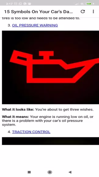 Car dashboard symbols zrzut ekranu 2