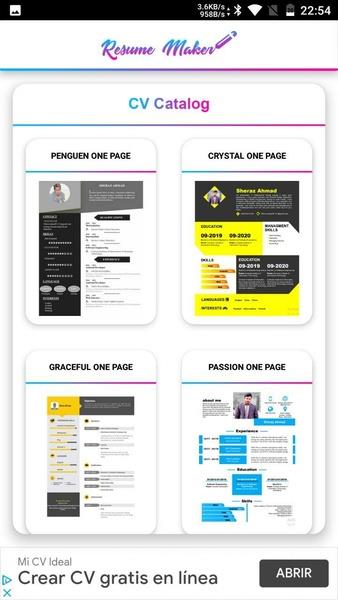 Free Resume Maker zrzut ekranu 1