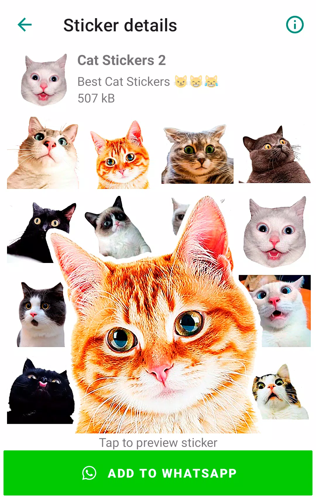 Cute Cat Stickers for WhatsApp ekran görüntüsü 2