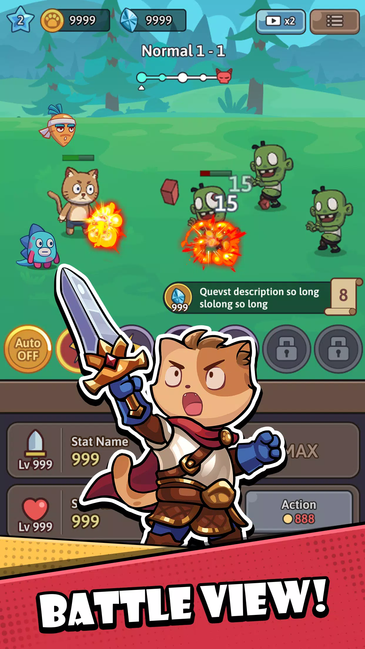 Cat Hero: Idle RPG War Screenshot 1