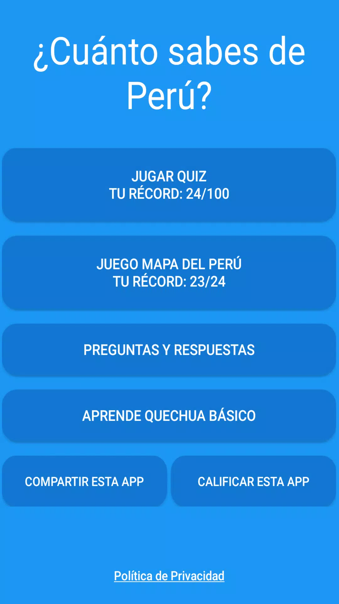 Test: ¿Cuánto sabes de Perú? screenshot 1