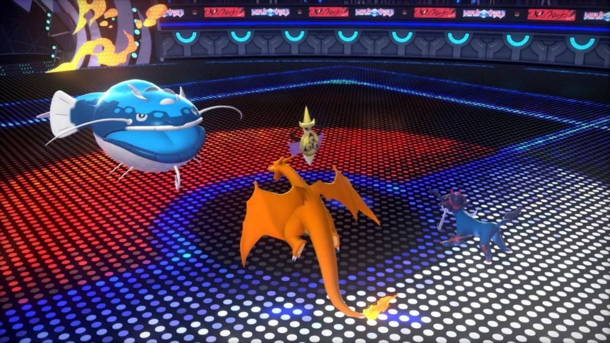 Isang labanan sa Pokemon Champions na kinasasangkutan ng isang Charizard at Samurott