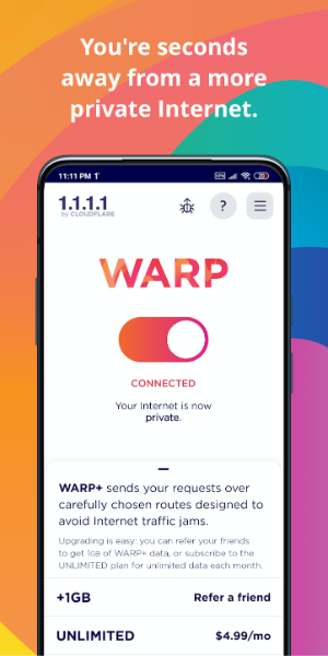 1.1.1.1 WARP: Safer Internet ဖန်သားပြင်ဓာတ်ပုံ 2